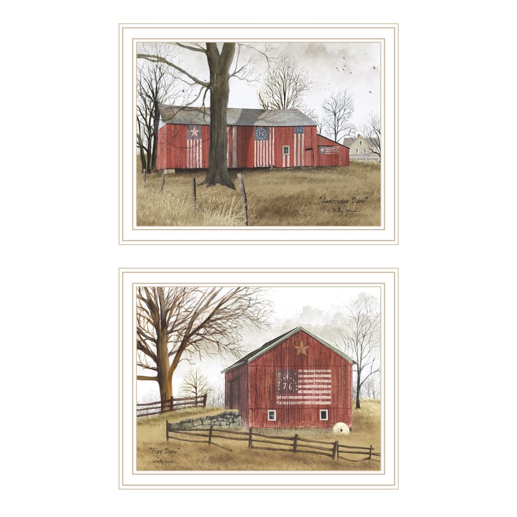 2-Piece Framed Wall Art Set - All American Barns, White Frame