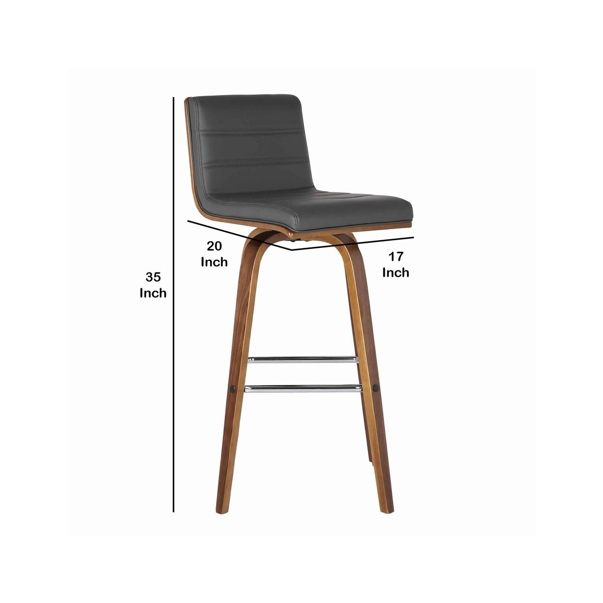 26 Inch Faux Leather Counter Height Barstool with Wooden Support