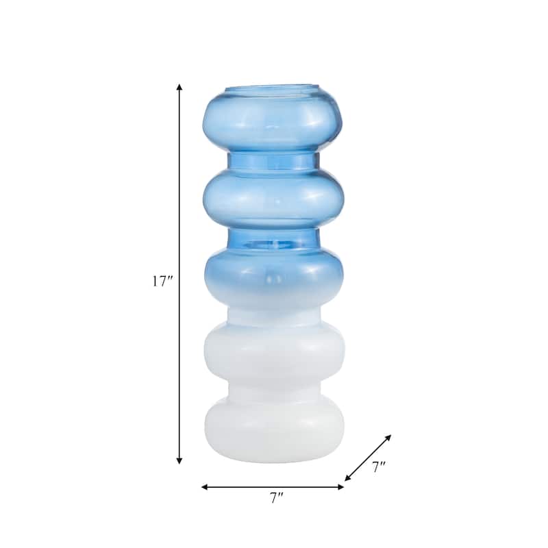Sagebrook Home Glass Vase with Bold Bubble Design, Coastal Style