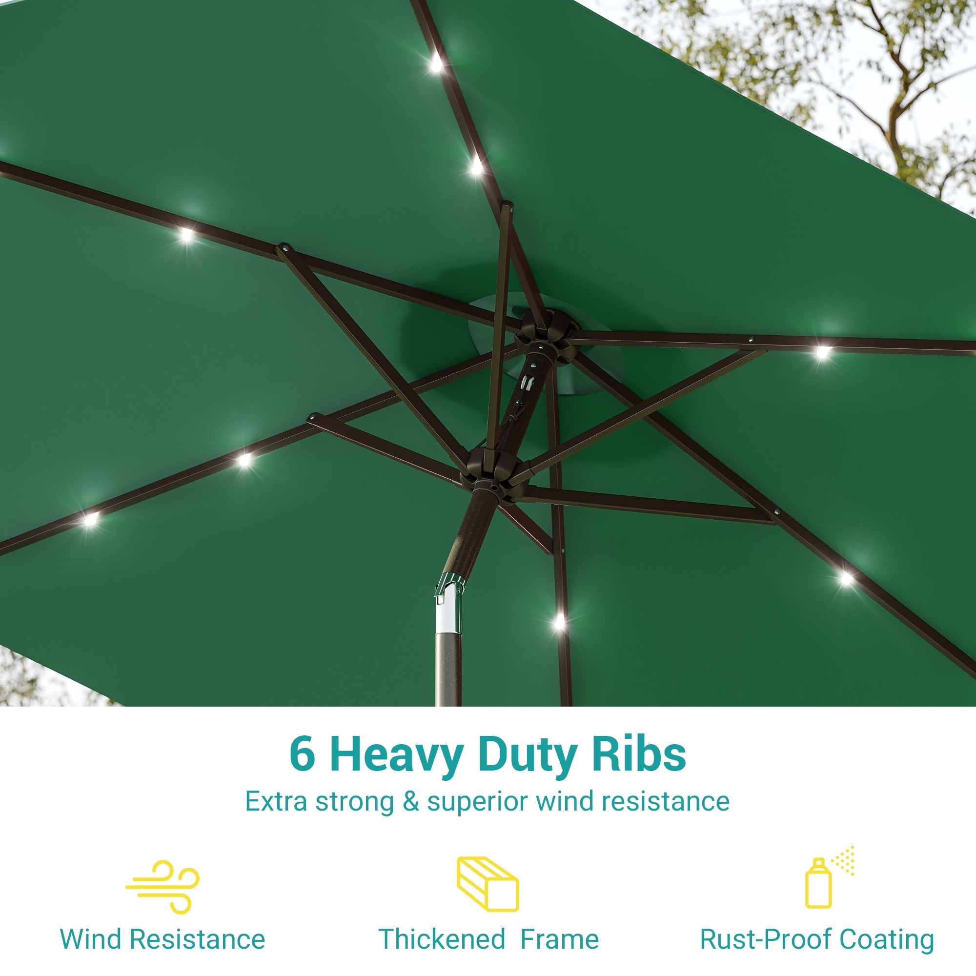 heavy duty outdoor patio table umbrella wind resistant JEAREY 9FT Outdoor Umbrella with Push Button Tilt and Crank, Market Umbrella 8 Sturdy Ribs UV Protection Waterproof for Garden, Deck, Backyard, Pool (Beige) : Patio 7.5ft Patio Umbrella Bonosuki 7.5Ft LED Patio Market
