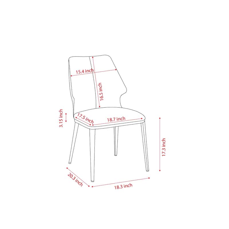 Faux Leather Dining Chairs Set of 2, Modern Upholstered Dining Room Chairs Armless Accent Chairs with Backrest, Metal Legs