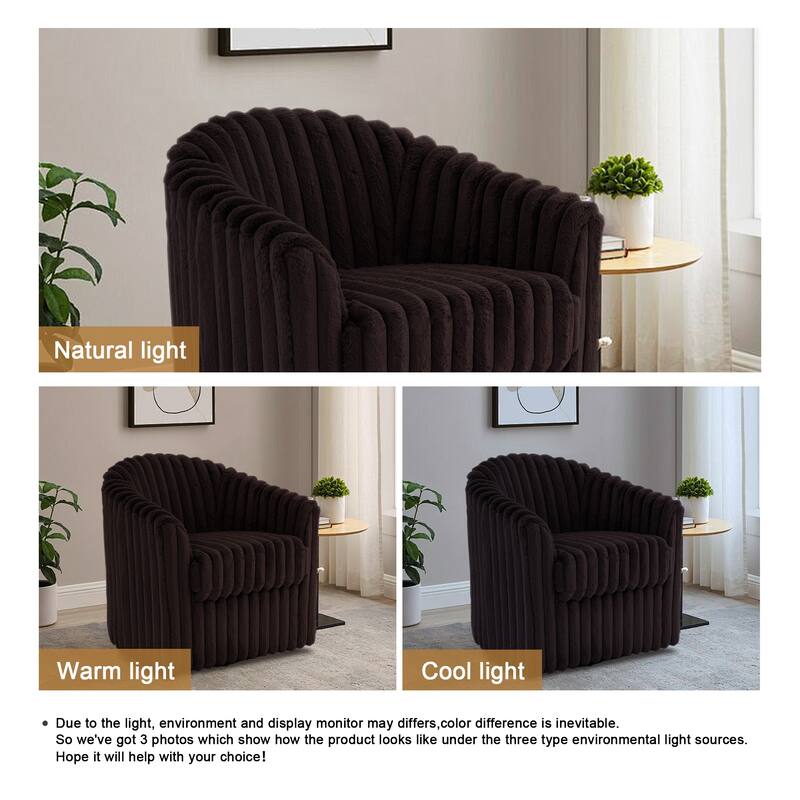 2 Set Modern 49" Upholstered Plush Corduroy Swivel Barrel Accent Chair