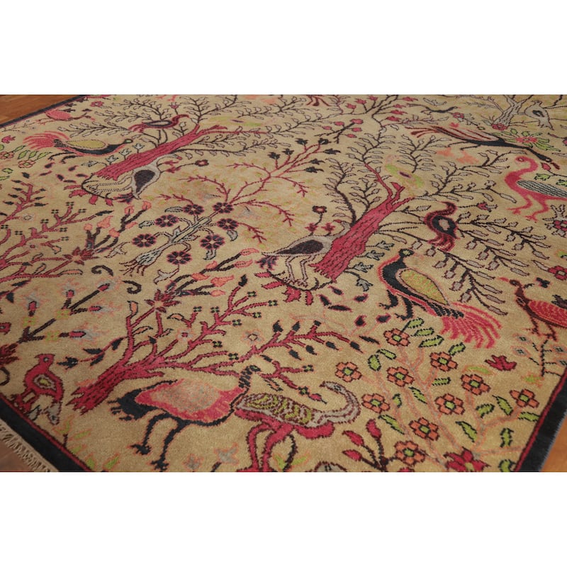 Hand Knotted Oriental 100% Wool Carpet Traditional All-Over Brown Ziegler Area Rug - 12' 2'' X 8' 8''