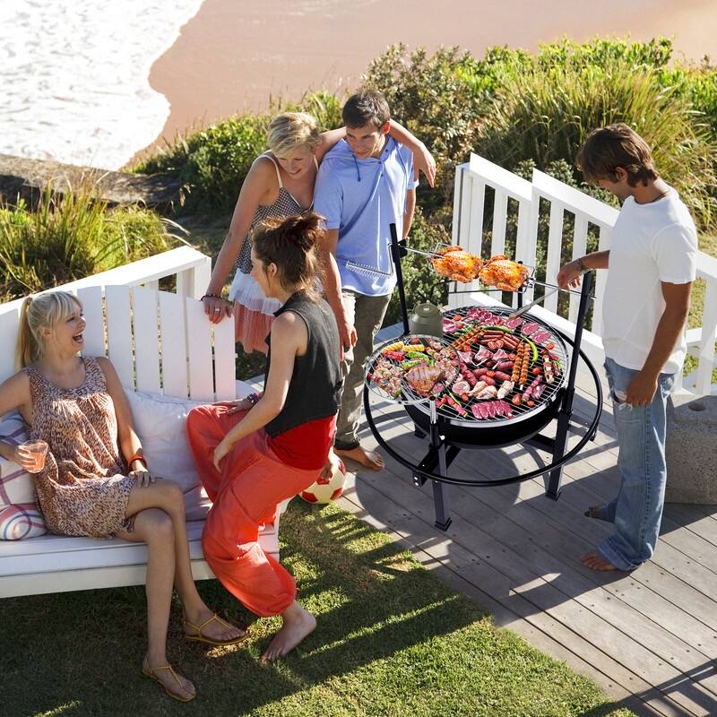 33.5'' W Portable Charcoal Grill - Cast Iron