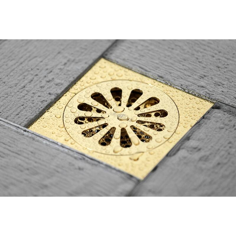 Kingston Brass Watercourse Sunburst 4" Square Grid Shower Drain