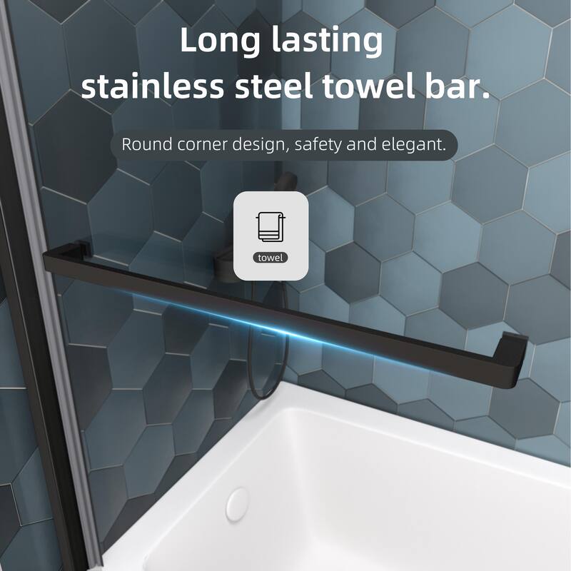 60''W x 74''H Frameless Double Sliding Shower Door with Stainless Steel Hardware - 60'' x 74''