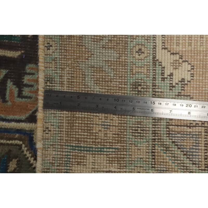 Hand Knotted Oriental 100% Wool Carpet Traditional Geometric Green Tabriz Area Rug - 4' 11'' X 3' 2''