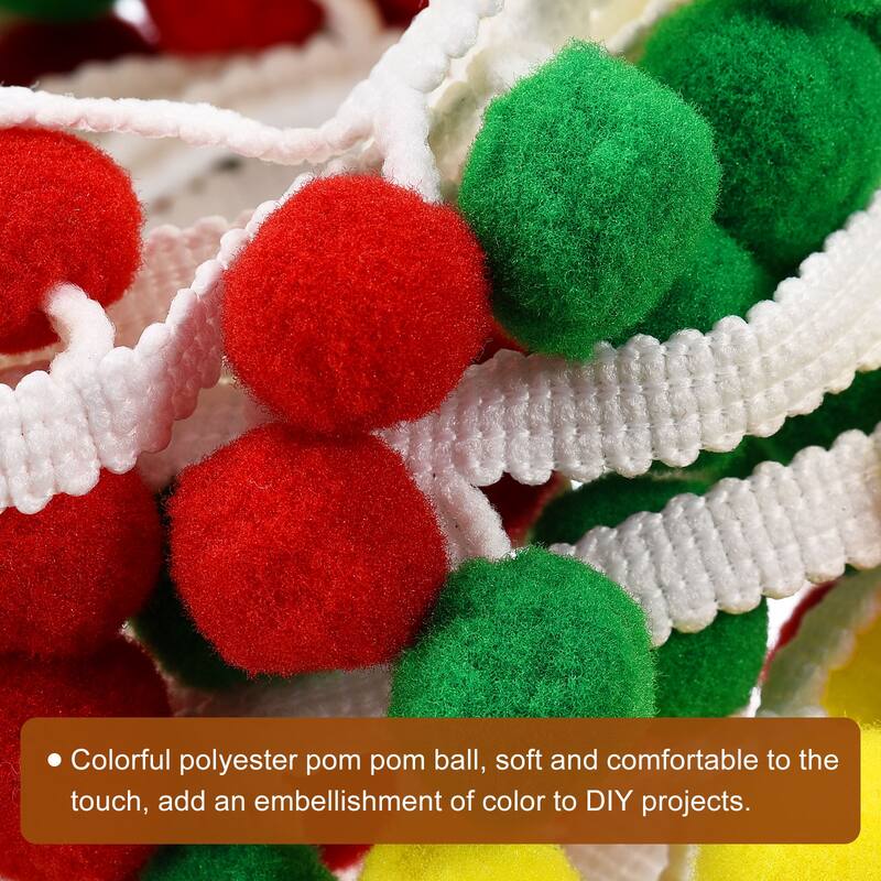 5 Yards Pom Pom Ball Fringe Trim Ribbon Sewing for DIY Projects Multicolor