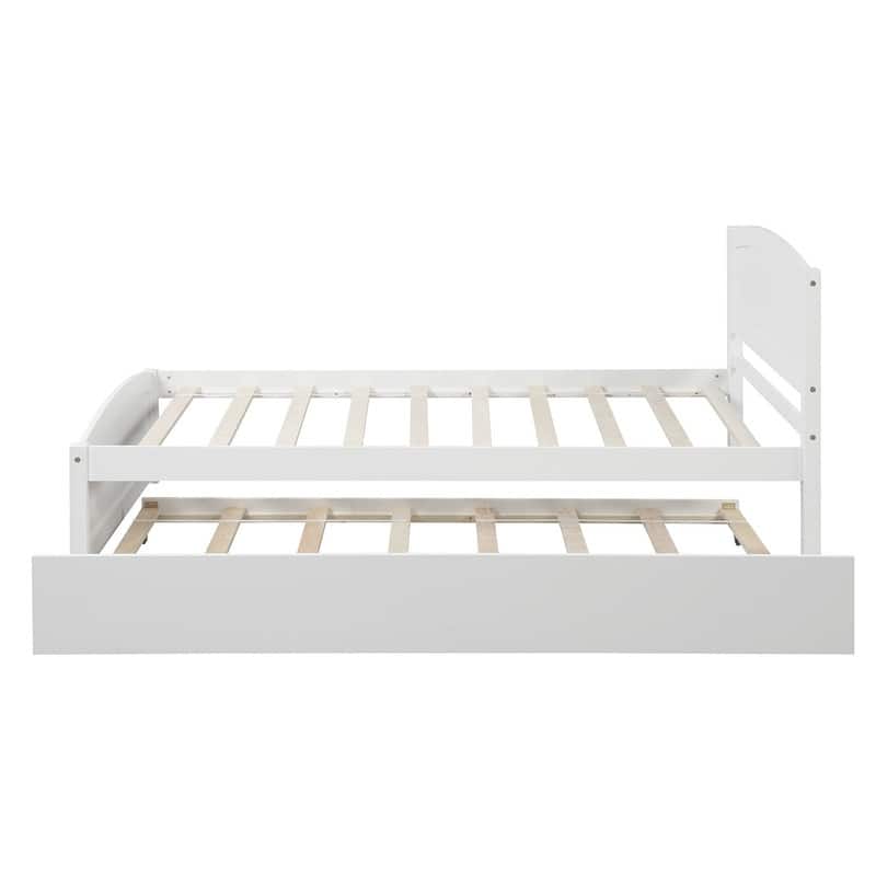Twin Size Wooden Platform Bed with Trundle