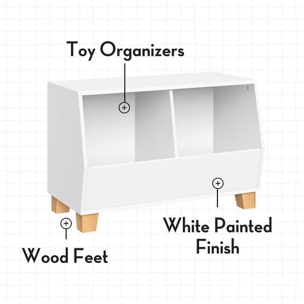 dimension image slide 1 of 2, RiverRidge Kids 27in Catch-All Toy Organizer with 2 Compartments, Cubby Storage Organizer for Playroom - White