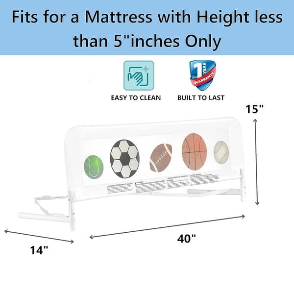 dimension image slide 4 of 5, Dream On Me Adjustable Mesh Bed Rail