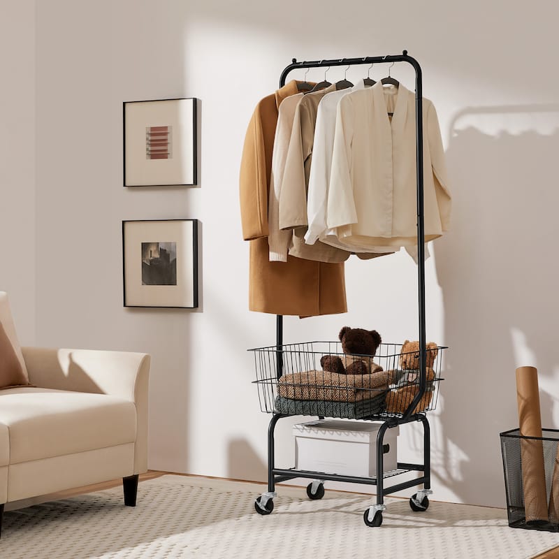 Yaheetech Commercial Laundry Cart Laundry Butler with Wheels and Bottom Shelf for Bathroom