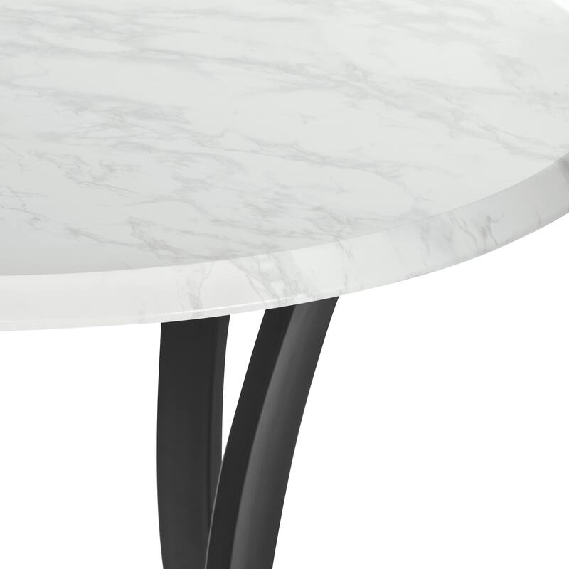3-Piece 36" Round Top Counter Height Dining Table with 2 Faux Leather Stools