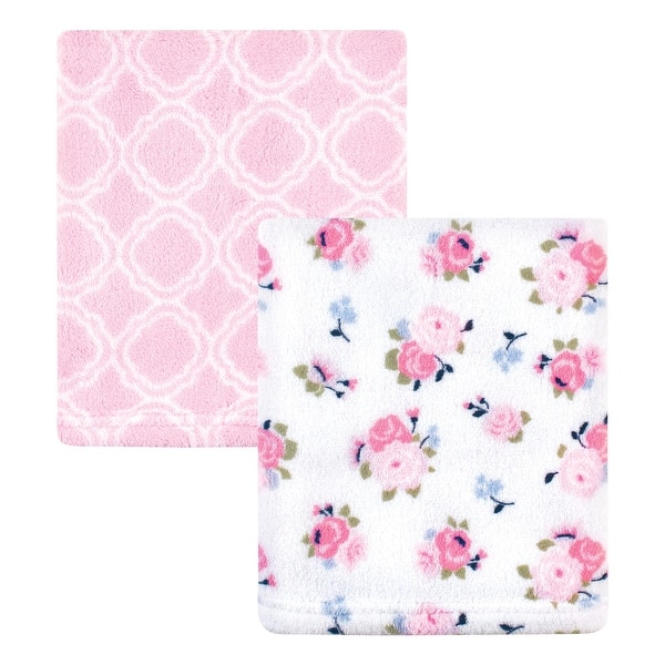slide 1 of 1, Luvable Friends Baby Girl Coral Fleece Blanket, Floral, One Size - Floral - One Size Floral - One Size