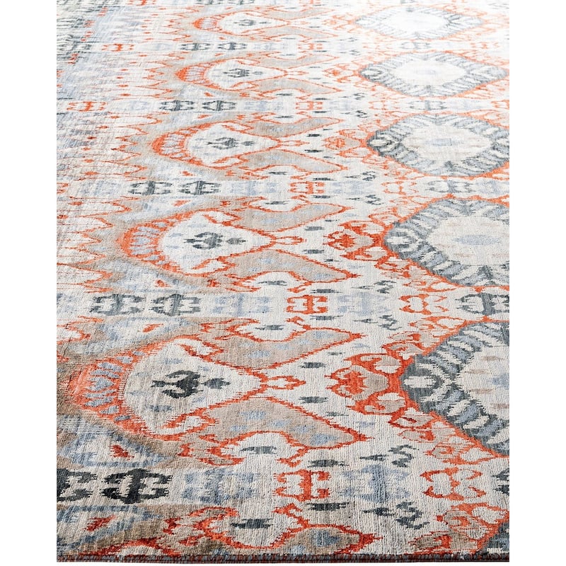 Ikat One-of-a-Kind Hand-Knotted Area Rug, Gray - 9' 0" x 11' 10"