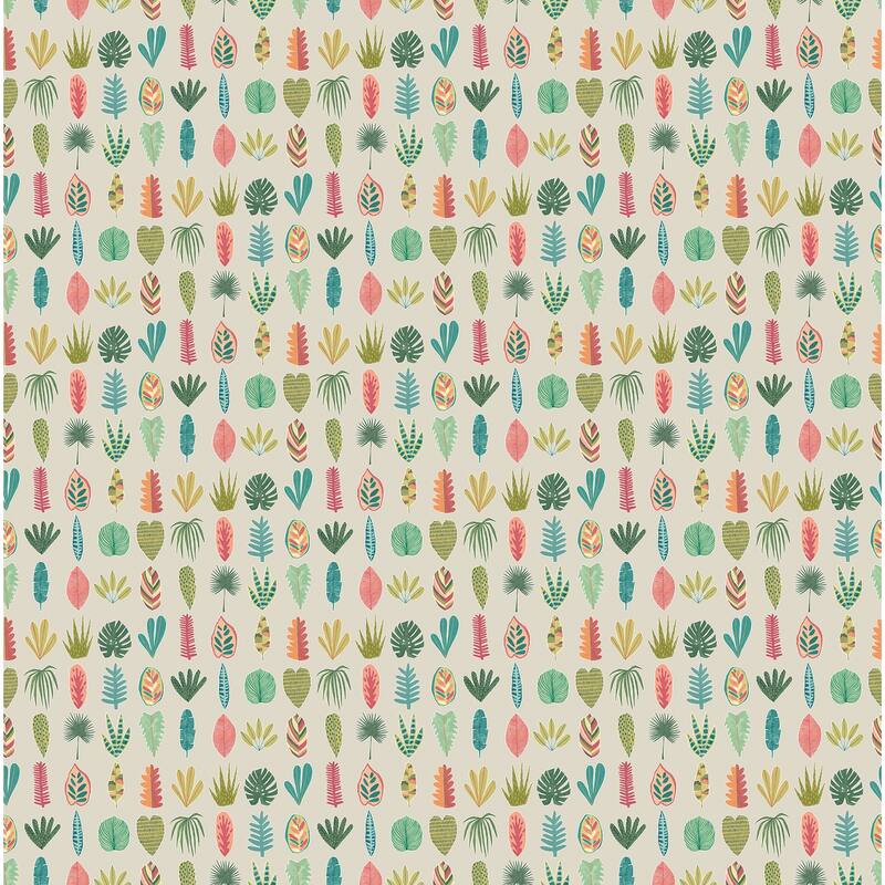 Leaf Boogie Neutral Tropical Mix Wallpaper
