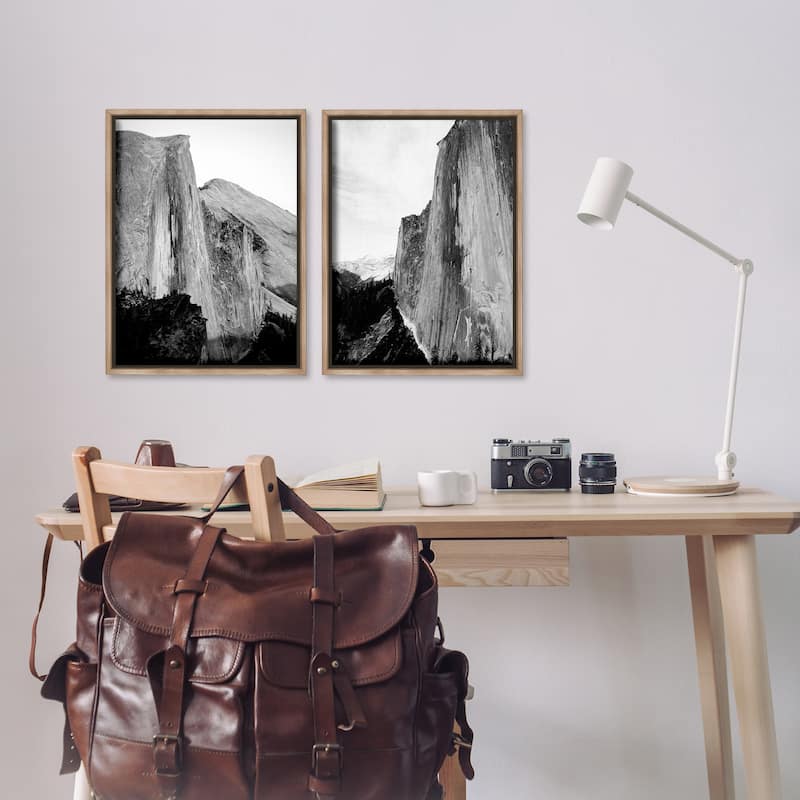 Stupell Monochrome Yosemite Cliffs Framed Floater Canvas Wall Art Design By Gemma Bardot (Set of 2)