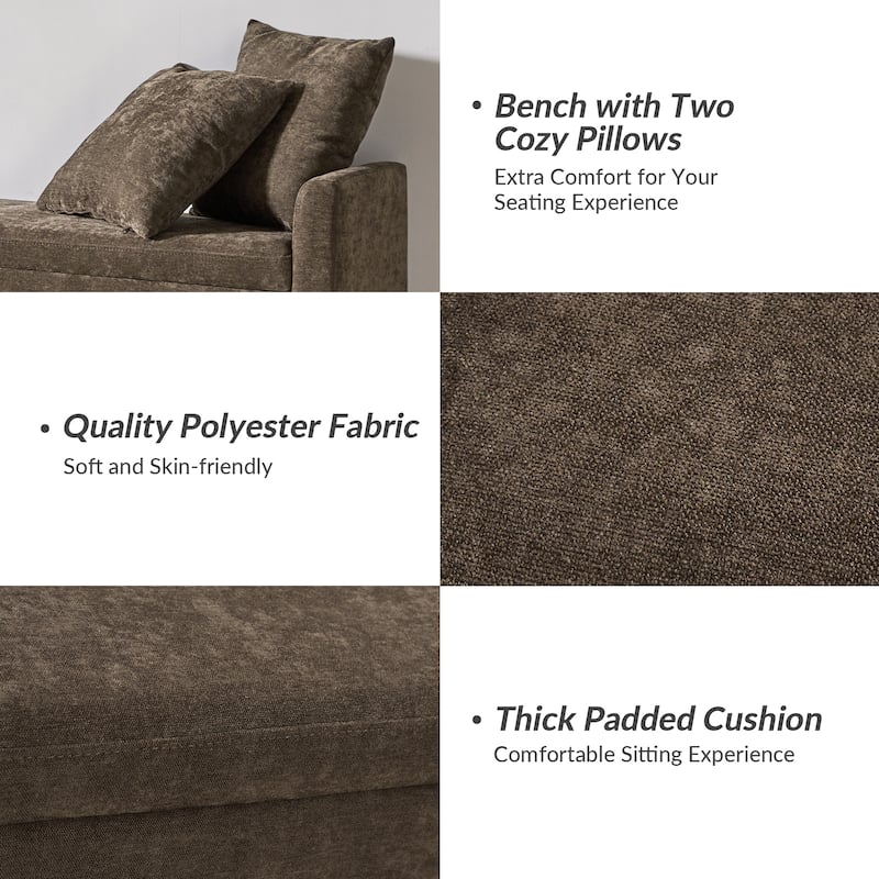Franco Modern Upholstered Storage Bench with Two Throw Pillows