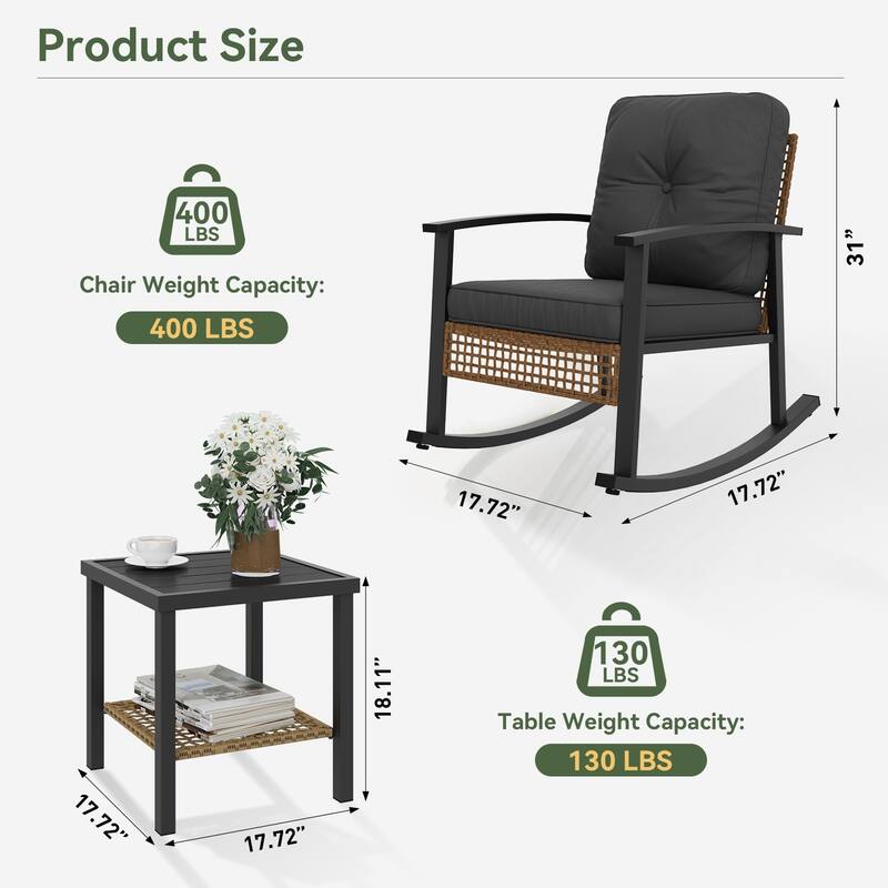 3-Piece Outdoor Rocking Bistro Set