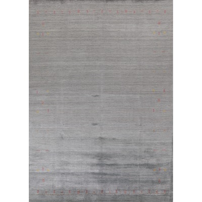 Gabbeh Indian Area Rug Hand-Knotted Striped Wool Carpet - 9'0"x 11'9"