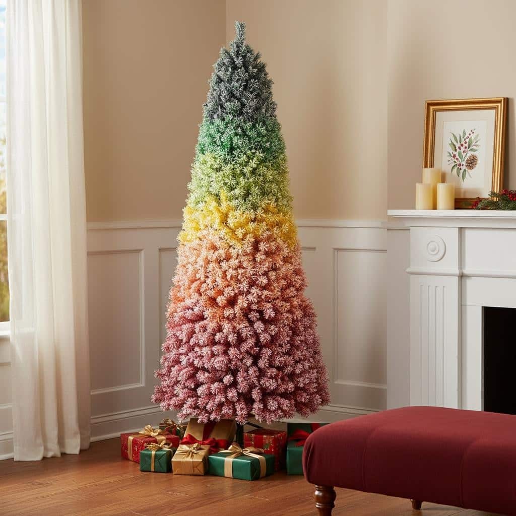 HomeRoots 7.5' Frosted Rainbow Full Fir Christmas Tree - 40.00 in. x 90.00 in. x 40.00 in.