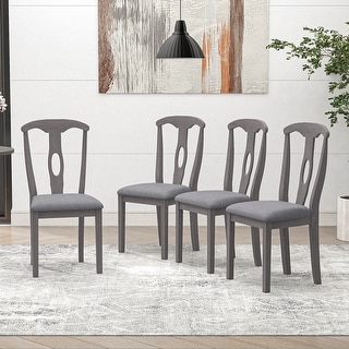 Clihome Rustic Wood Padded Dining Chairs(Set of 4)