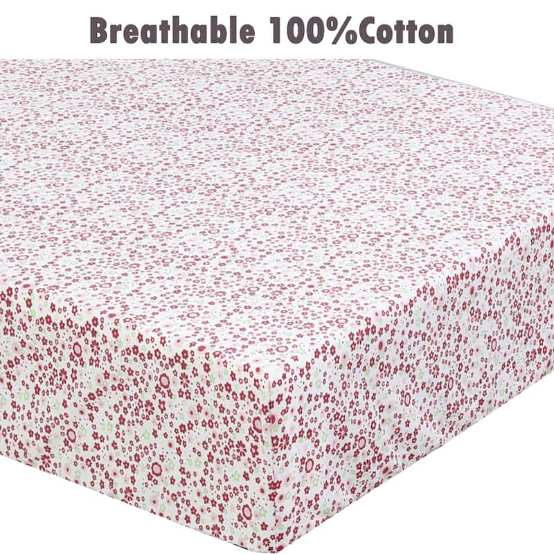 Princess Flower Butterfly Ladybug Animals Dot Girls Pink Purple Cotton Toddler/Baby Crib Child Fitted Sheet Set (Pack of 3)