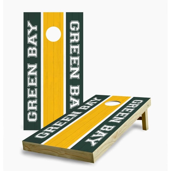 slide 2 of 7, Green Bay Packers Striped Cornhole Game (Choose Wraps or Boards) 2x4 Boards (24" x 48") - Include ALL Accessories