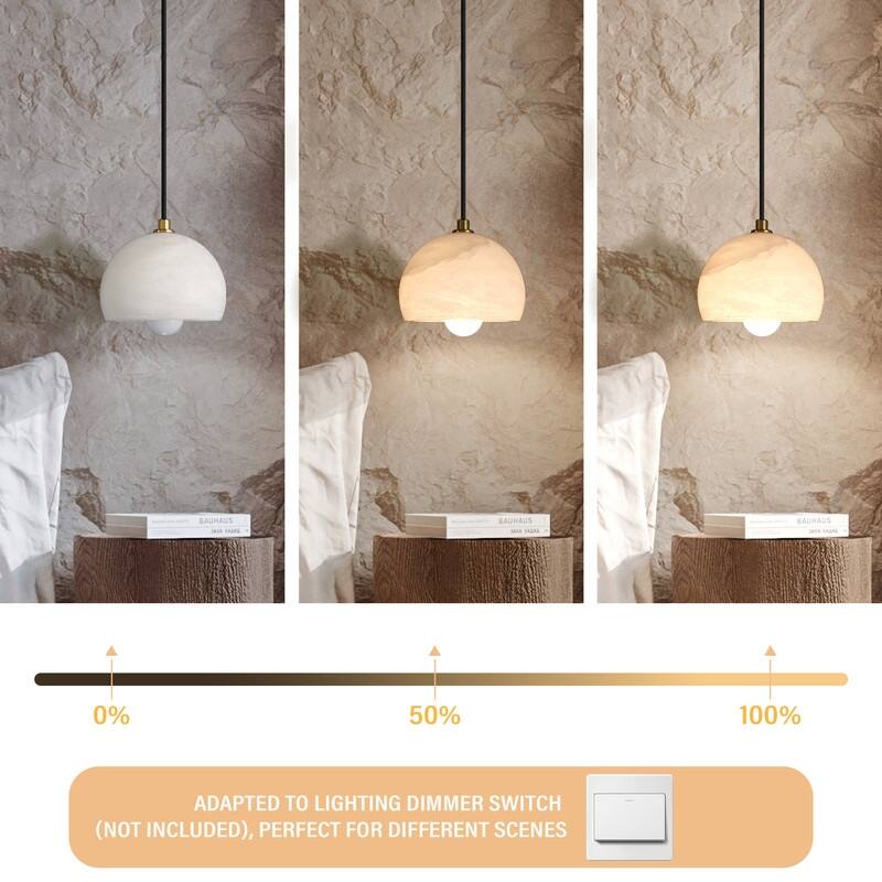 Alabaster Pendant Light for 7.9" Spanish Marble Shade Hanging Light Fixture