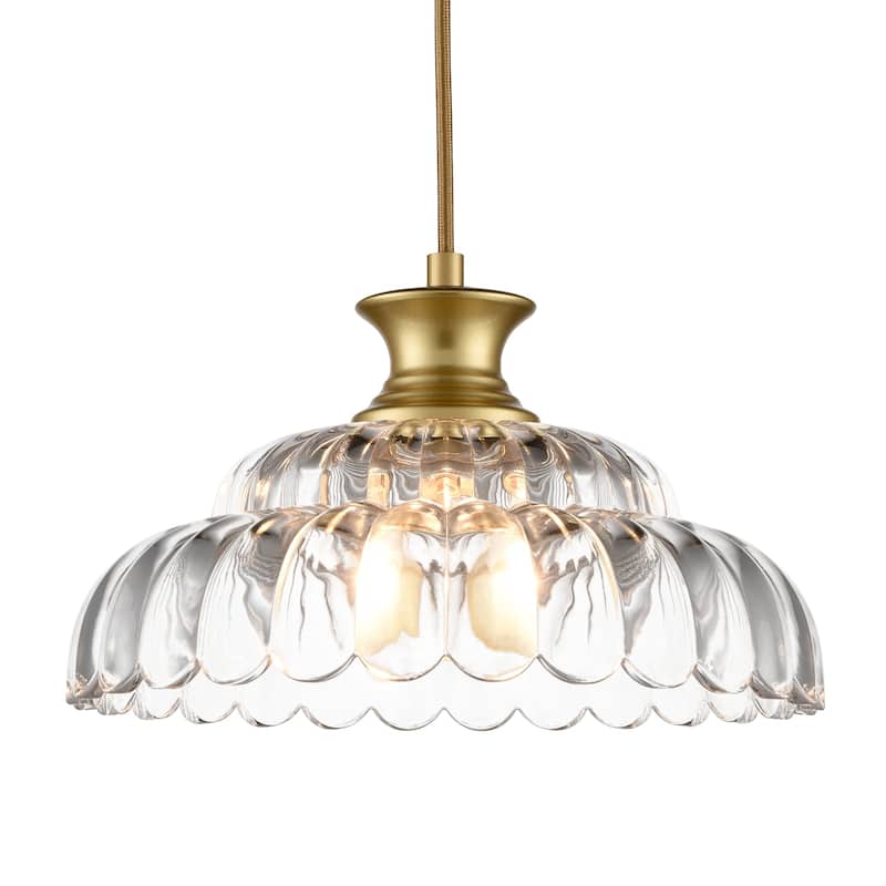 Livorno Brass Pendant Light Fixtures Flower Shade, 1-Light - Brass