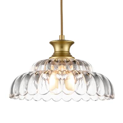 Livorno Brass Pendant Light Fixtures Flower Shade, 1-Light