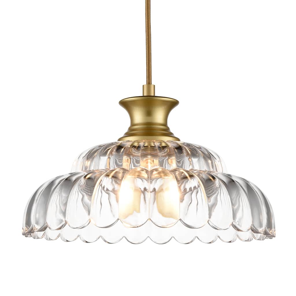 Livorno Brass Pendant Light Fixtures Flower Shade, 1-Light