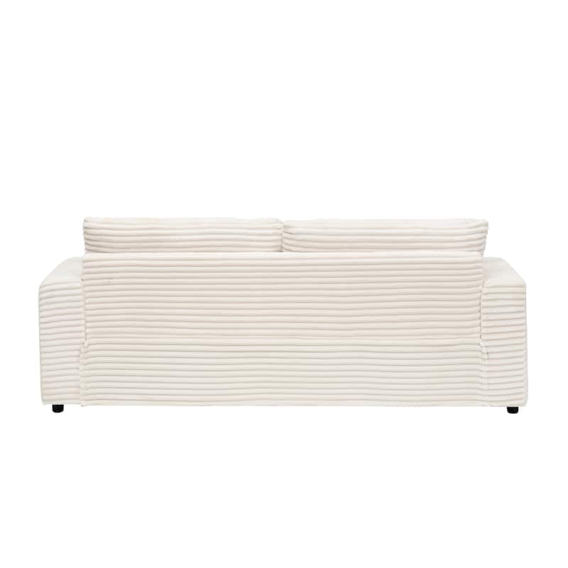 Corduroy Upholstered 3 Seater Sofa, Oversized Cloud Deep Seat Couch with 4 Lumbar Pillows, Loveseat for Living Room, Apartment
