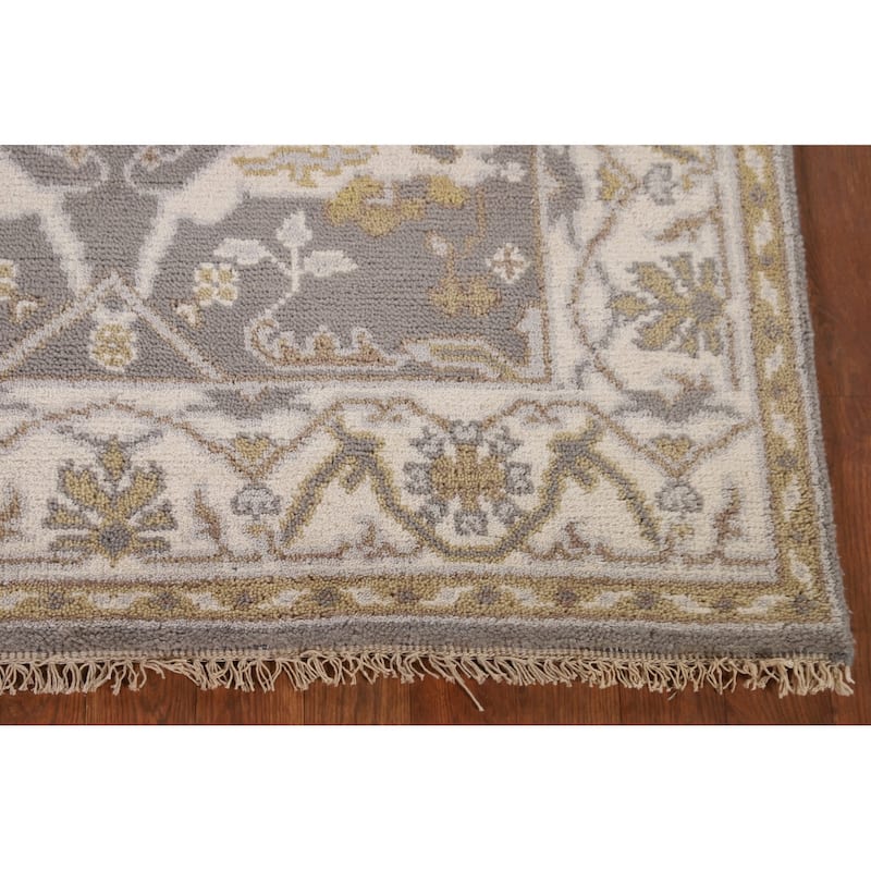 Transitional Green Oushak Oriental Area Rug Handmade Wool Carpet - 3'11"x 5'11"