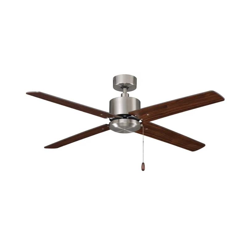 52" Aldea IV 4-Blade Ceiling Fan Brushed Nickel Finish and Walnut Blade Finish - Brushed Nickel