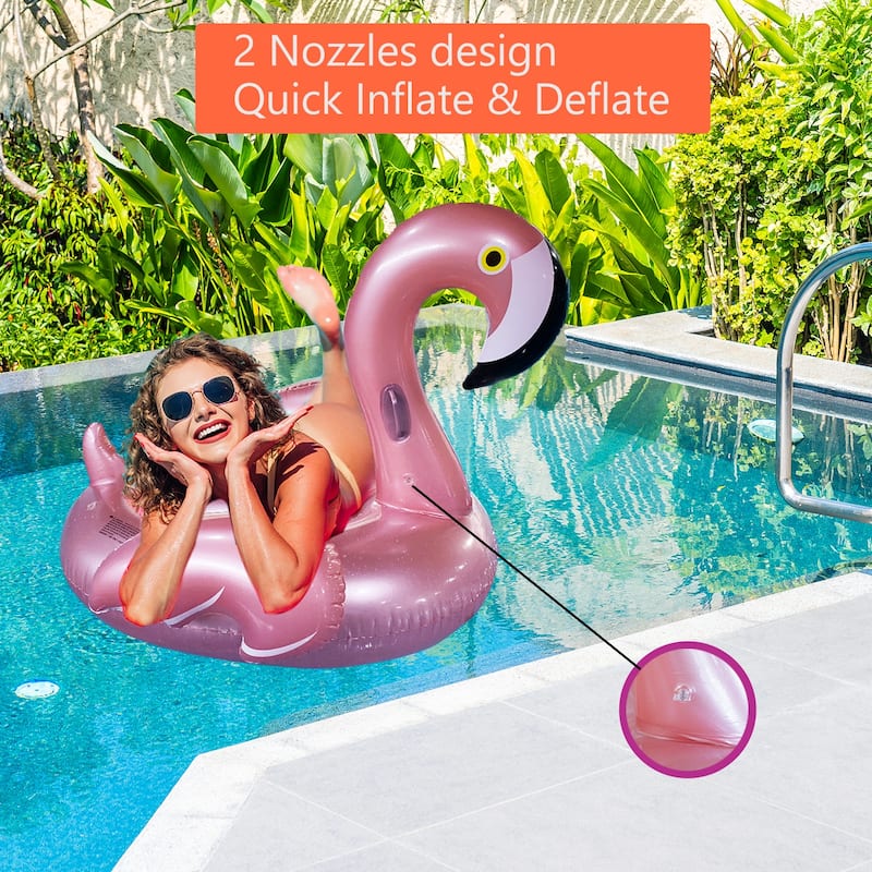 Dimple Giant Inflatable Luxurious Flamingo Pool Float Toy, Fun Beach Floaties, Swim Party Toys for Adults & Kids (Rose Gold)