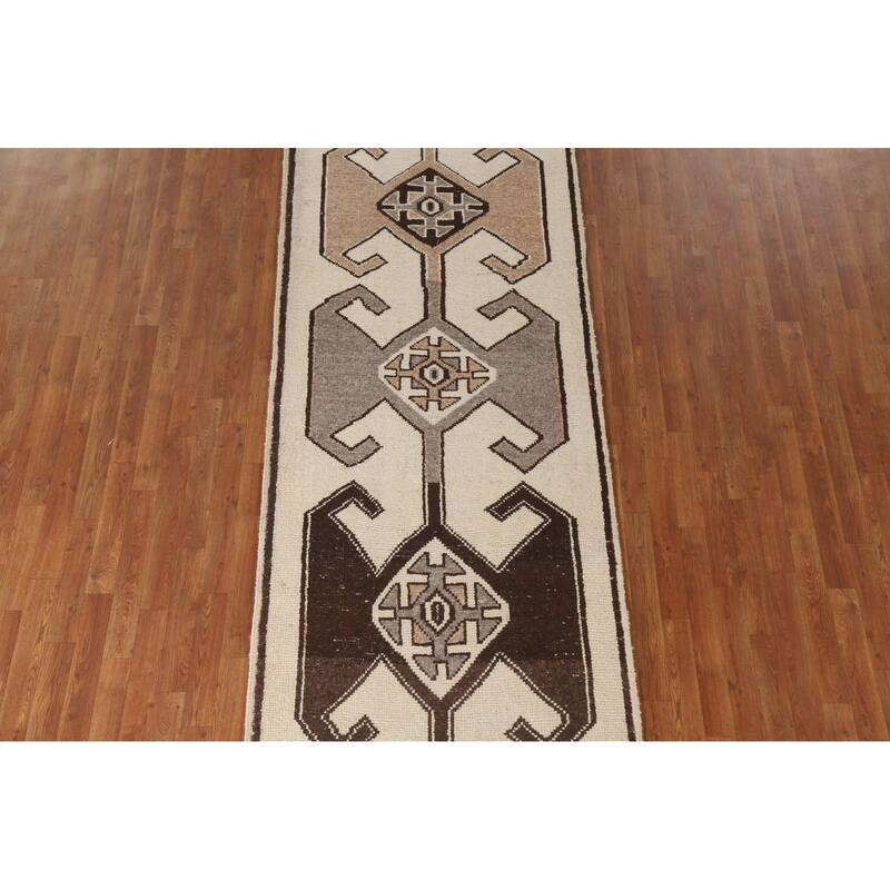 Anatolian Tribal Oriental Runner Rug Handmade Wool Carpet - 3'7"x 11'7"