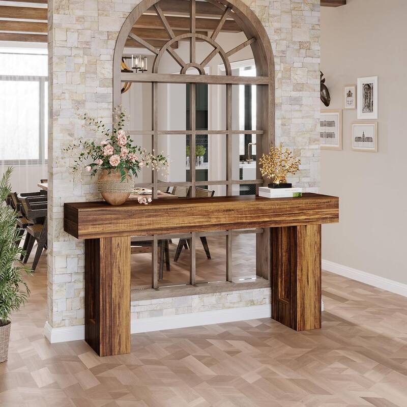 63" Wooden Console Table, Rectangular Sofa Table for Behind Couch, Entryway, HallwayLiving Room