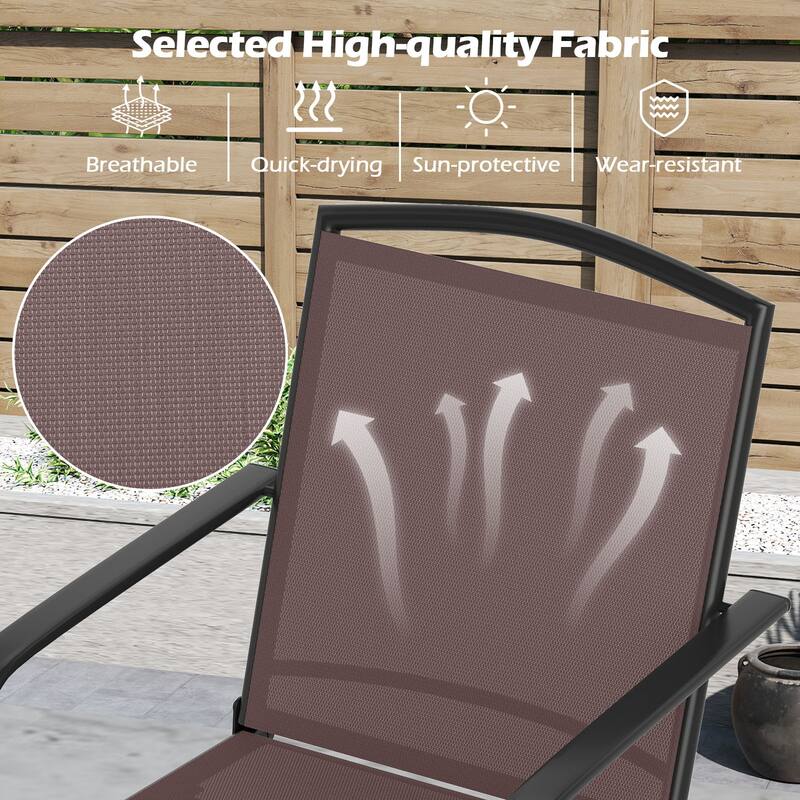 Gymax Patio Swivel Chairs Set of 2 w/ High Back & Round Metal Base for