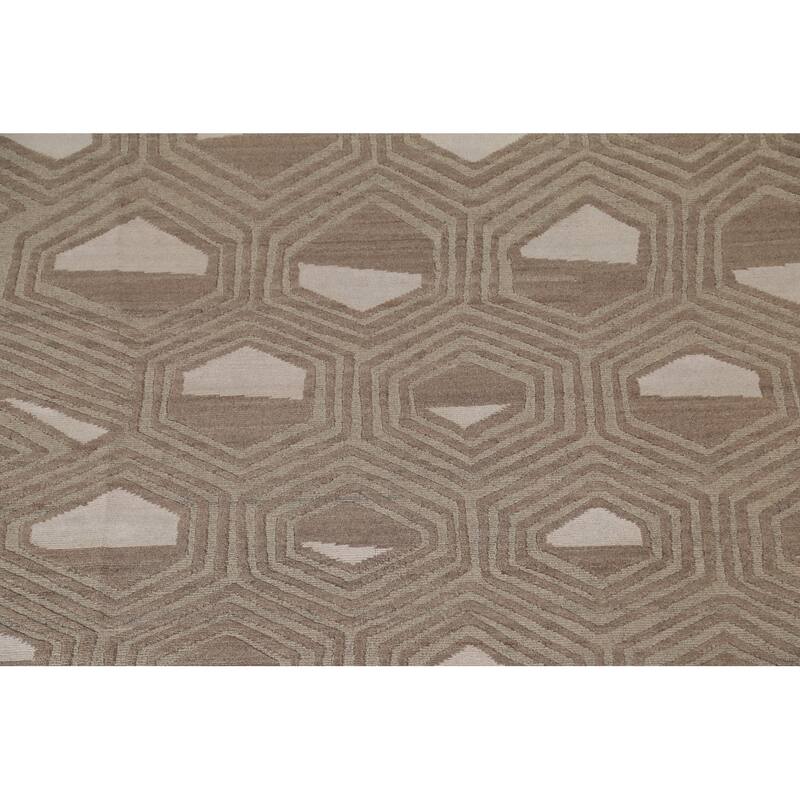 All-Over Geometric Modern Area Rug Handmade Wool Carpet - 8'1"x 9'10"