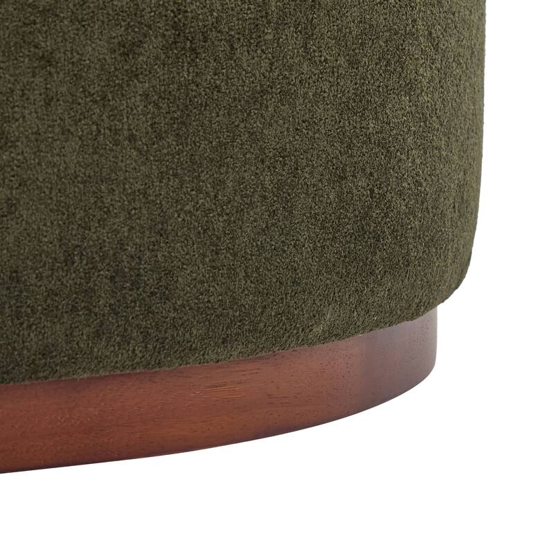 Christopher Knight Home - Rowan Modern Round Upholstered Storage Ottoman with Wood Base