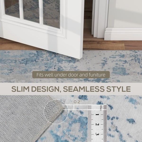 dimension image slide 0 of 2, HOMCOM Area Rug 4x6, Machine Washable Rug, Non-Slip Modern Abstract Floor Cover Foldable Carpet for Living Room - 3'6"