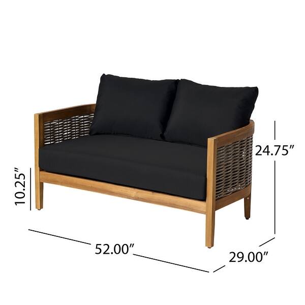 Burchett Acacia Wood Outdoor Loveseat and Coffee Table Set with