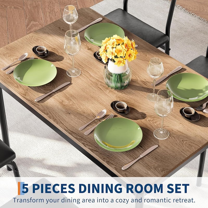 Kitchen Dining Table Set for 4 with Chairs for Kitchen Room and Small Spaces