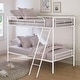 preview thumbnail 6 of 13, Metal Twin over Twin Bunk Bed with Angled Ladder White