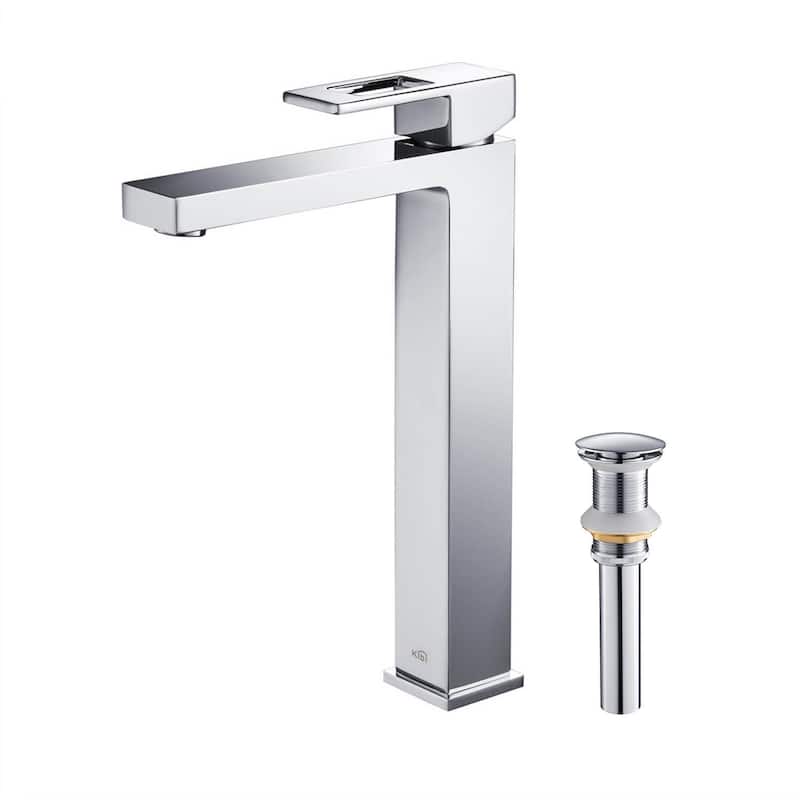 Lead Free Solid Brass Single Handle Bathroom Vanity Sink Faucet with Water Hose - Chrome W/ Pop Up Drain
