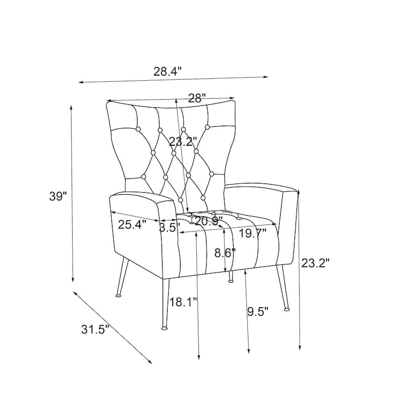 Velvet Lounge Chair Office Chair with Footrest, Black Minimalist Reading Chair Reception Chair with Wing Backrest