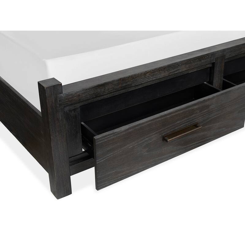 Magnussen Home Plum Creek Ravenwood Black Upholstered Panel Storage Bed