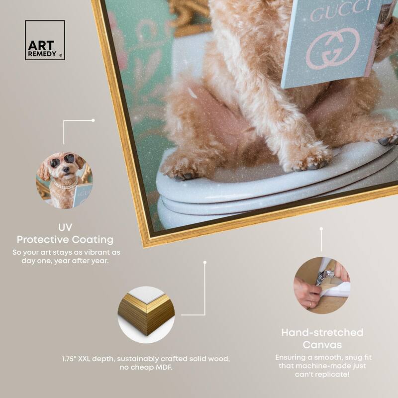 Goldendoodle Toilet Time Canvas by Art Remedy
