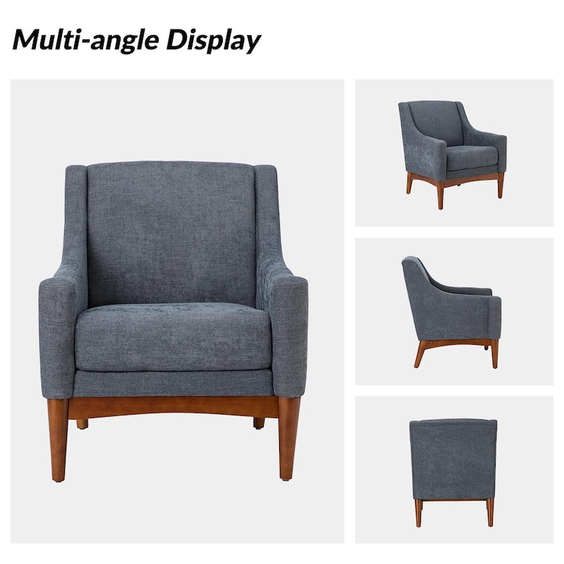 Francis Mid-century Modern Upholstered Armchair with Sloped Arms and Solid Wood Legs Set of 2 by HULALA HOME